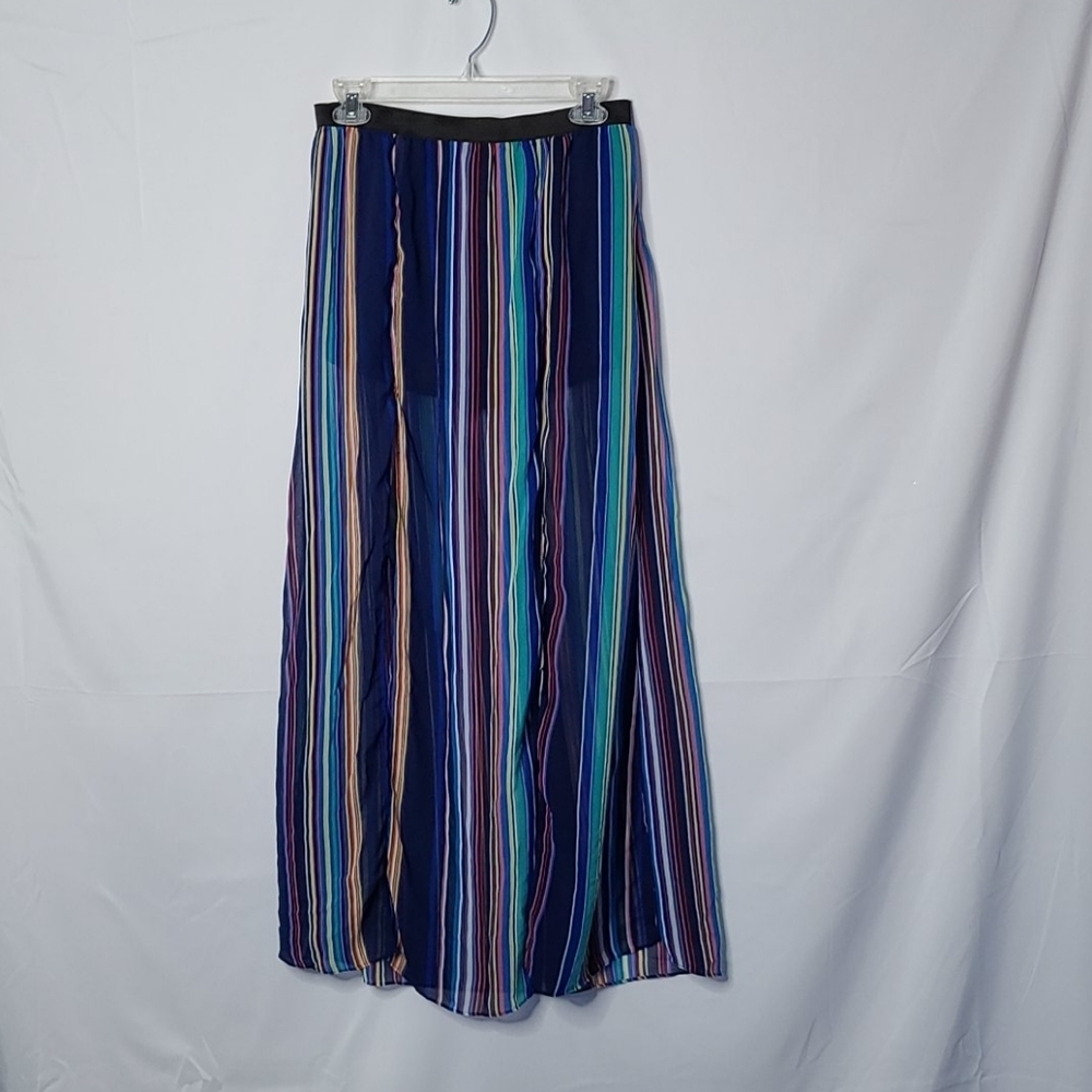 Jealous Tomato sheer maxi buily in shorts striped skirt sz Large